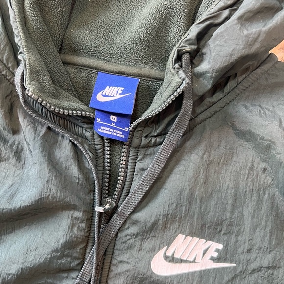 Vintage Nike Jacket Men's M Green Hooded Fleece Softshell Warm Full Zip Running - Picture 2 of 2